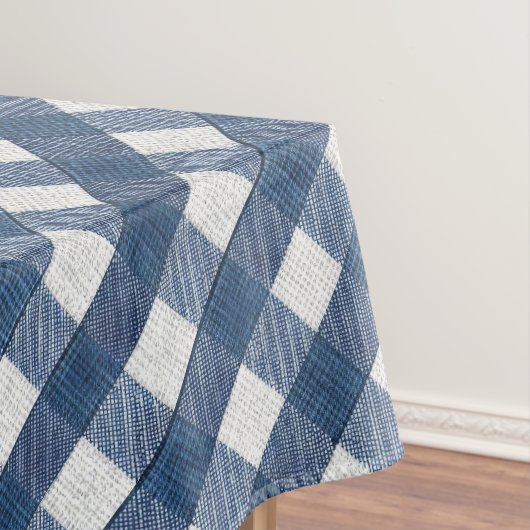 Blauw en wit denim look tafelkleed (Voorbeeld)
