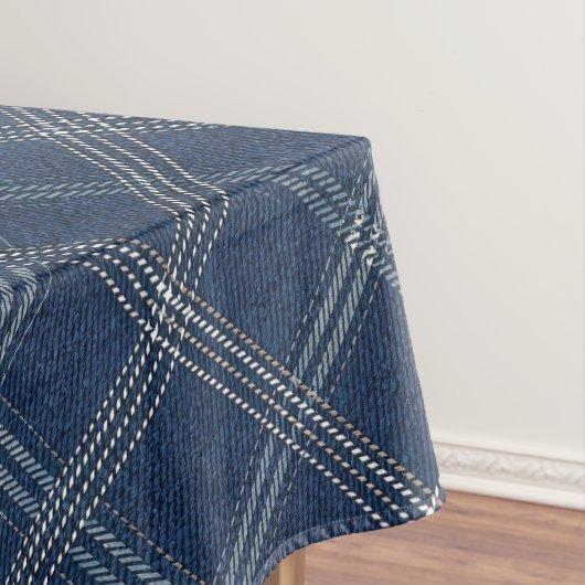 Blauw en wit denim look tafelkleed (Voorbeeld)
