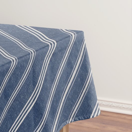 Blauw en wit denim look tafelkleed (Voorbeeld)