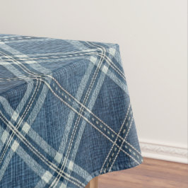 Blauw en wit denim look tafelkleed