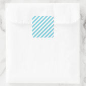 Blauw en wit diagonaal bandpatroon vierkante sticker (Tas)