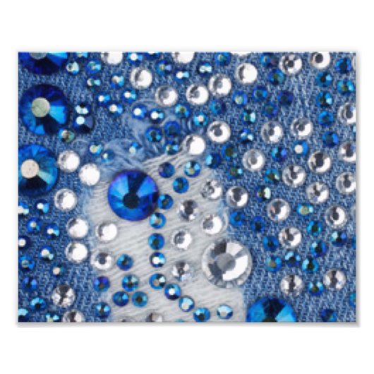 Blauw en wit diamant Blauw Jean Patroonontwerp Foto Afdruk (Voorkant)