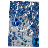 Blauw en wit diamant Blauw Jean Patroonontwerp Medium Cadeauzakje (Achterkant)