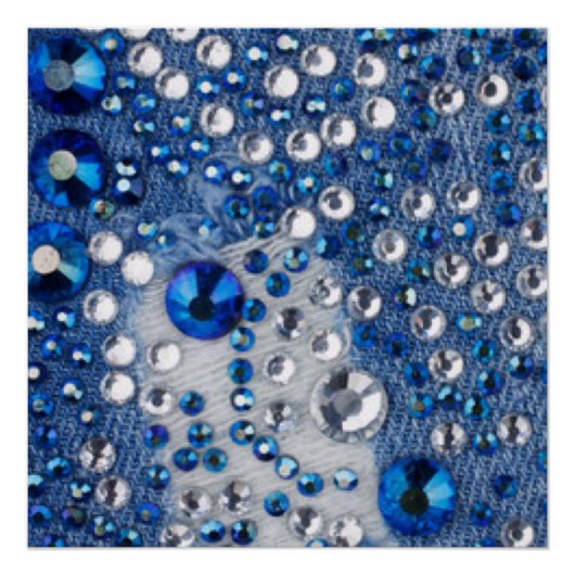 Blauw en wit diamant Blauw Jean Patroonontwerp Perfect Poster (Voorkant)