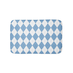 Blauw en wit diamant geometrisch patroon badmat