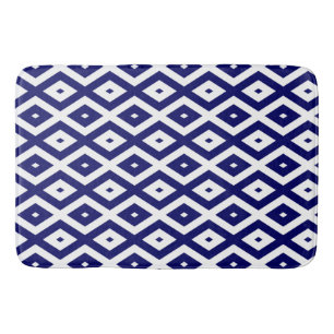 Blauw en wit diamantpatroon badmat