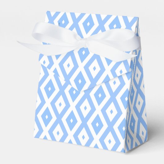 Blauw en wit diamantpatroon bedankdoosjes (Voorkant Zijde)