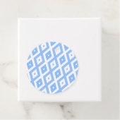 Blauw en wit diamantpatroon bedankjes labels (In situ)