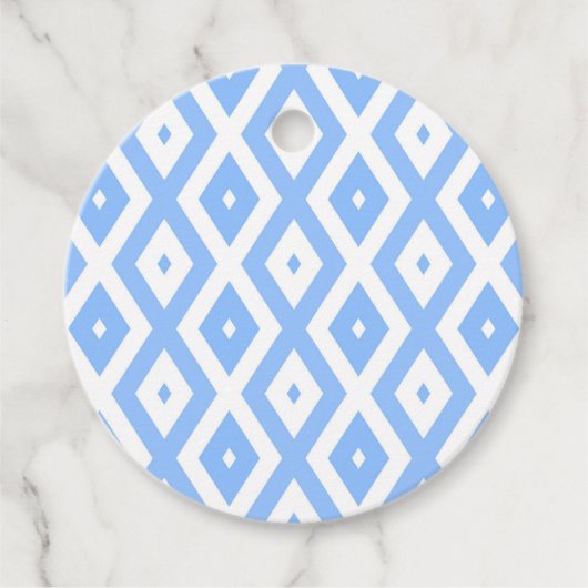 Blauw en wit diamantpatroon bedankjes labels (Voorkant)