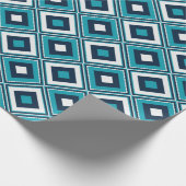 Blauw en wit diamantpatroon cadeaupapier (Hoek)