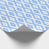Blauw en wit diamantpatroon cadeaupapier (Hoek)