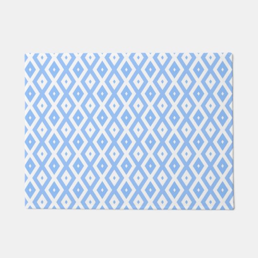 Blauw en wit diamantpatroon deurmat (Voorkant)