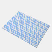 Blauw en wit diamantpatroon deurmat (Schuin)