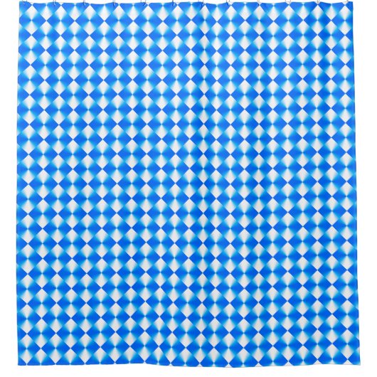 Blauw en wit diamantpatroon douchegordijn (Voorkant)
