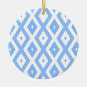 Blauw en wit diamantpatroon keramisch ornament (Voorkant)