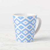 Blauw en wit diamantpatroon latte mok (Rechterhoek)