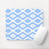 Blauw en wit diamantpatroon muismat (Met muis)