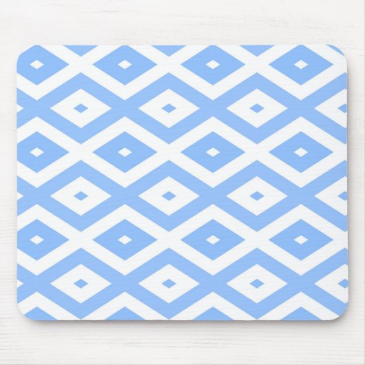 Blauw en wit diamantpatroon muismat (Voorkant)