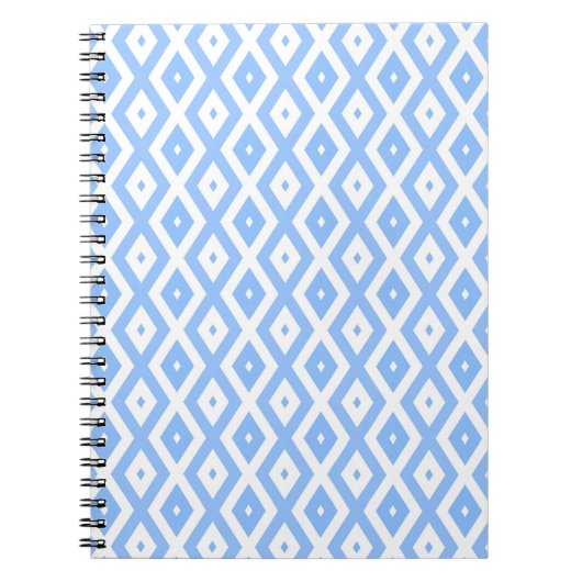 Blauw en wit diamantpatroon notitieboek (Voorkant)