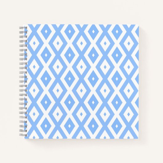 Blauw en wit diamantpatroon notitieboek (Voorkant)
