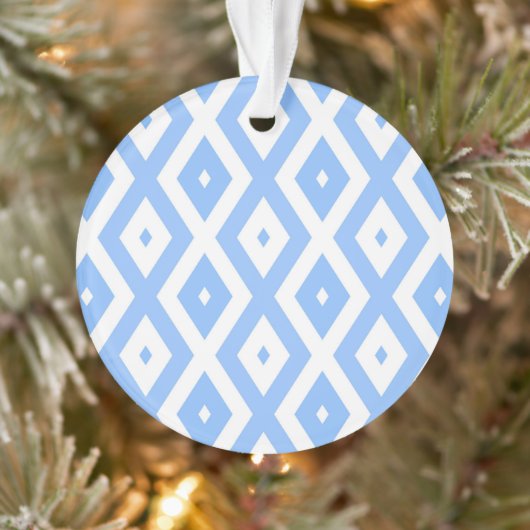 Blauw en wit diamantpatroon ornament (Boom)