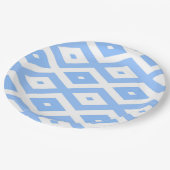 Blauw en wit diamantpatroon papieren bordje (Gekanteld)