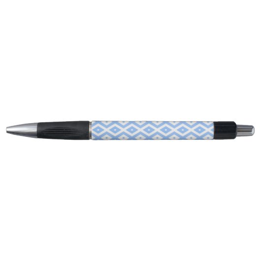 Blauw en wit diamantpatroon pen (Voorkant)