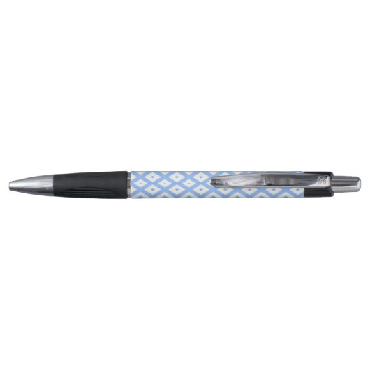 Blauw en wit diamantpatroon pen (Achterkant)