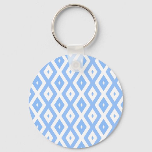 Blauw en wit diamantpatroon sleutelhanger (Voorkant)