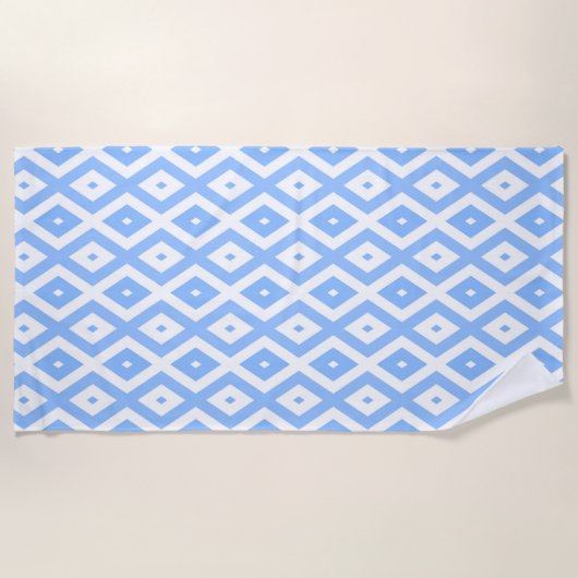 Blauw en wit diamantpatroon strandlaken (Voorkant)