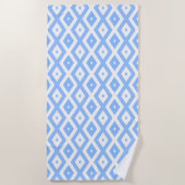 Blauw en wit diamantpatroon strandlaken (Voorkant)