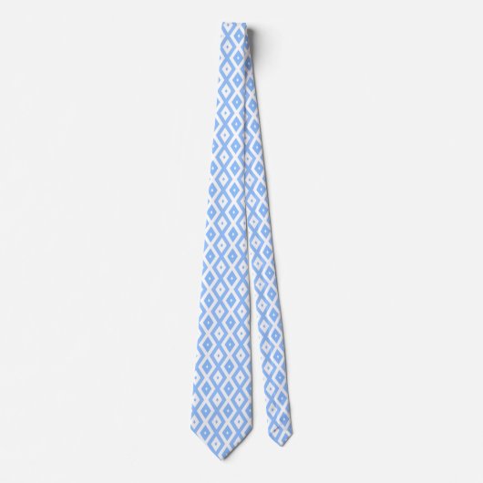 Blauw en wit diamantpatroon stropdas (Voorkant)