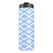 Blauw en wit diamantpatroon thermosbeker (Voorkant)