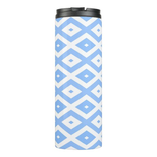 Blauw en wit diamantpatroon thermosbeker (Achterkant)