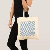 Blauw en wit diamantpatroon tote bag (Voorkant (product))