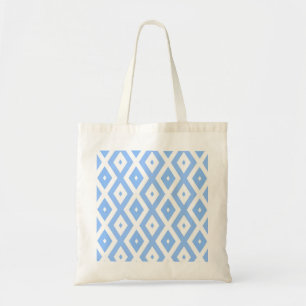 Blauw en wit diamantpatroon tote bag