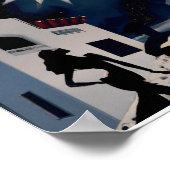  blauw en wit Digitaal Deco Poster (Hoek)