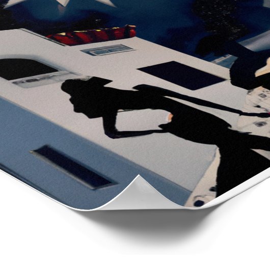 blauw en wit Digitaal Deco Poster (Hoek)