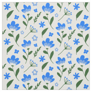 Blauw en wit Ditsy Floral Pattern Stof