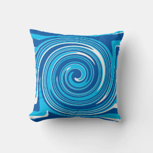Blauw en wit draaipatroon kussen