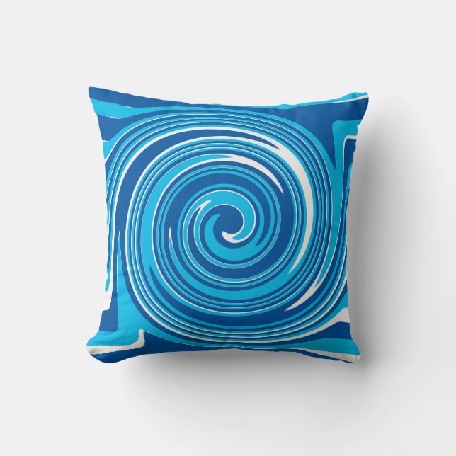 Blauw en wit draaipatroon kussen (Voorkant)