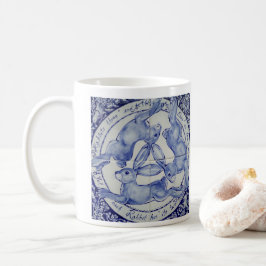 Blauw en wit drie hares konijnen symbool koffiemok