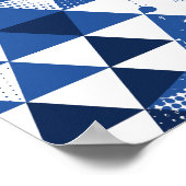 Blauw en wit driehoekig ontwerp met verfspatten poster (Hoek)