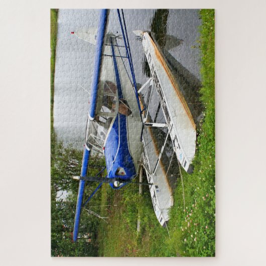 Blauw en wit drijfvliegtuig, meer van Hood, Alaska Legpuzzel (Verticaal)