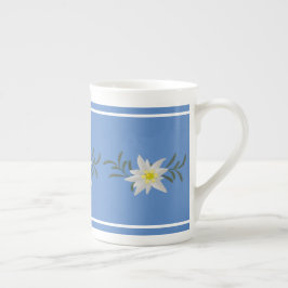 Blauw en Wit Edelweiss  Bone China Mok