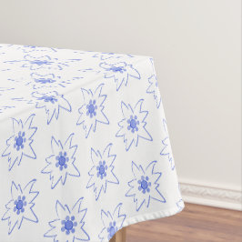 Blauw en wit Edelweiss-contourpatroon Tafelkleed