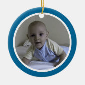 Blauw en wit - één zijwaarts keramisch ornament (Voorkant)