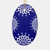 Blauw en wit, eenvoudig elegant Pasen Keramisch Ornament (Links)