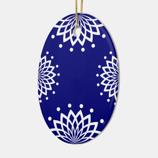 Blauw en wit, eenvoudig elegant  Pasen Keramisch Ornament (Links)