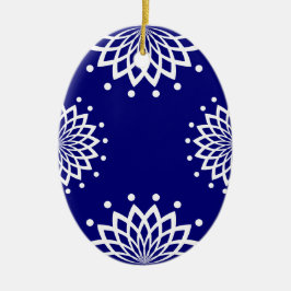Blauw en wit, eenvoudig elegant Pasen Keramisch Ornament